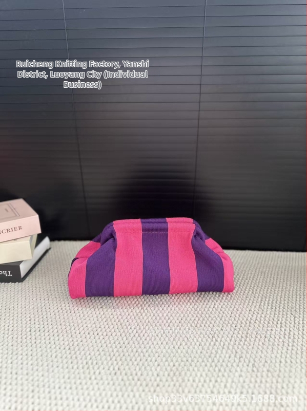 Geantă clutch pentru femei, tricotată, cu dungă, geantă de makeup țesută, compactă