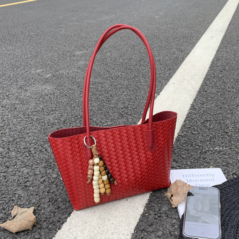 Geantă tote pentru femei, capacitate mare, model tricotat, vară 2025, design simplu pentru umăr