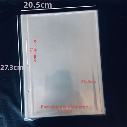 Album na cestovné lístky B5, voľné listy, 3-dierkový zošit, rozostup medzi otvormi 7 cm, strany 5/6 palcov, vrecká na pohľadnice 7 palcov, materiál PP