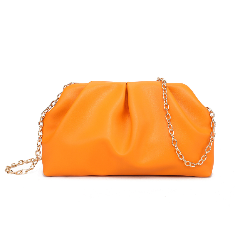 Ženska torbica s plisiranom oblacnim oblikom, zlatna večernja torbica s lancem, svestran crossbody clutch.