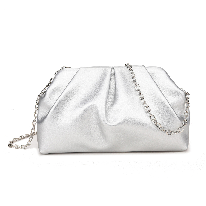 Ženska torbica s plisiranom oblacnim oblikom, zlatna večernja torbica s lancem, svestran crossbody clutch.