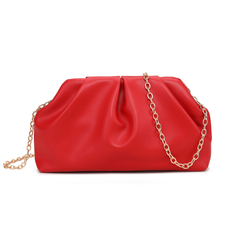 Ženska torbica s plisiranom oblacnim oblikom, zlatna večernja torbica s lancem, svestran crossbody clutch.