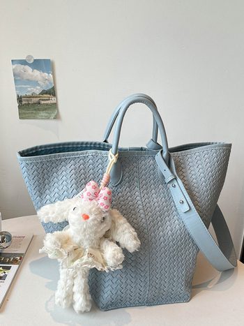 Geantă Tote cu model retro împletit, capacitate mare, stil bucket, pentru muncă și uz zilnic