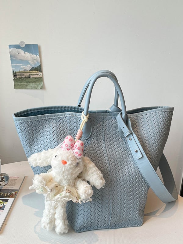 Geantă Tote cu model retro împletit, capacitate mare, stil bucket, pentru muncă și uz zilnic