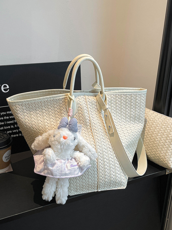 Geantă Tote cu model retro împletit, capacitate mare, stil bucket, pentru muncă și uz zilnic