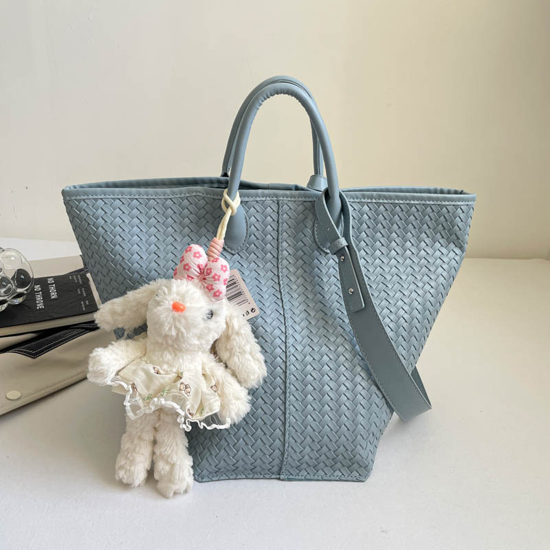Geantă Tote cu model retro împletit, capacitate mare, stil bucket, pentru muncă și uz zilnic