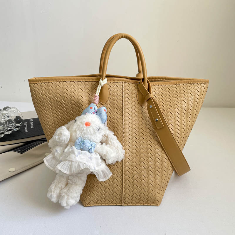 Geantă Tote cu model retro împletit, capacitate mare, stil bucket, pentru muncă și uz zilnic