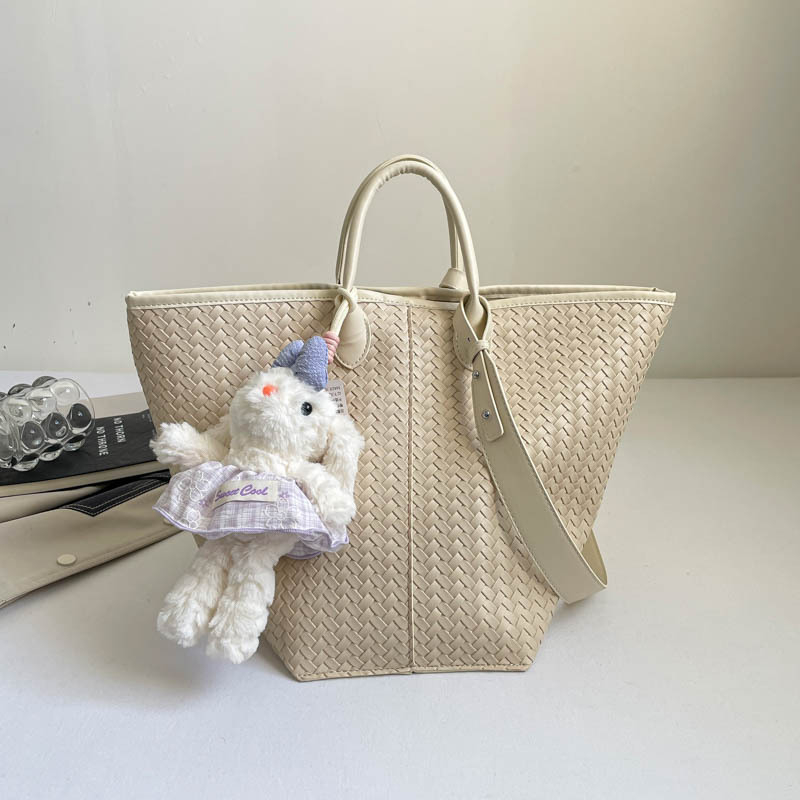 Geantă Tote cu model retro împletit, capacitate mare, stil bucket, pentru muncă și uz zilnic