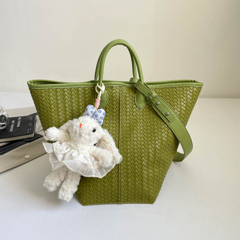 Geantă Tote cu model retro împletit, capacitate mare, stil bucket, pentru muncă și uz zilnic