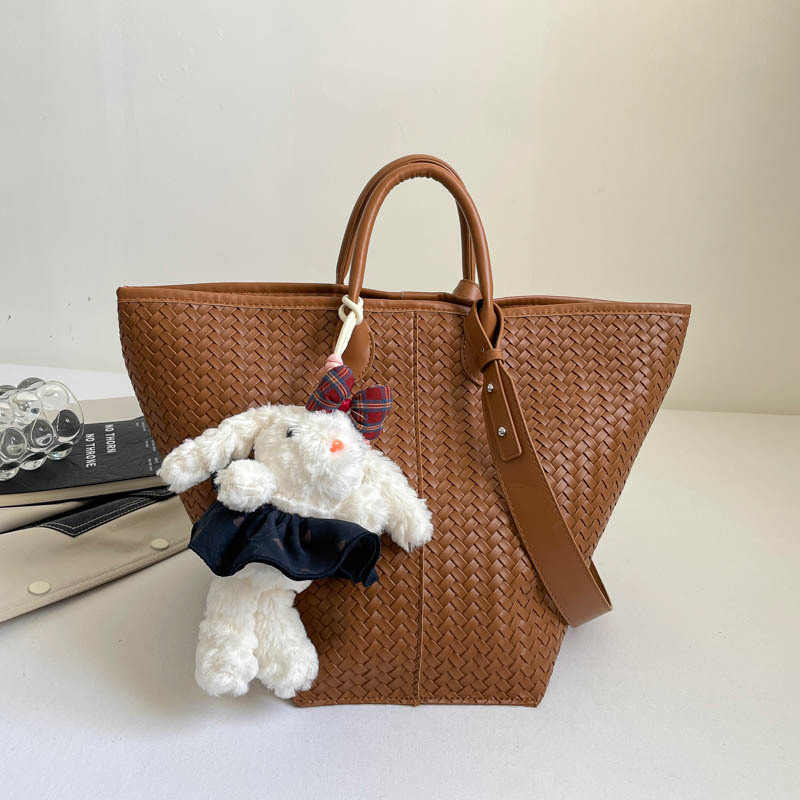 Geantă Tote cu model retro împletit, capacitate mare, stil bucket, pentru muncă și uz zilnic
