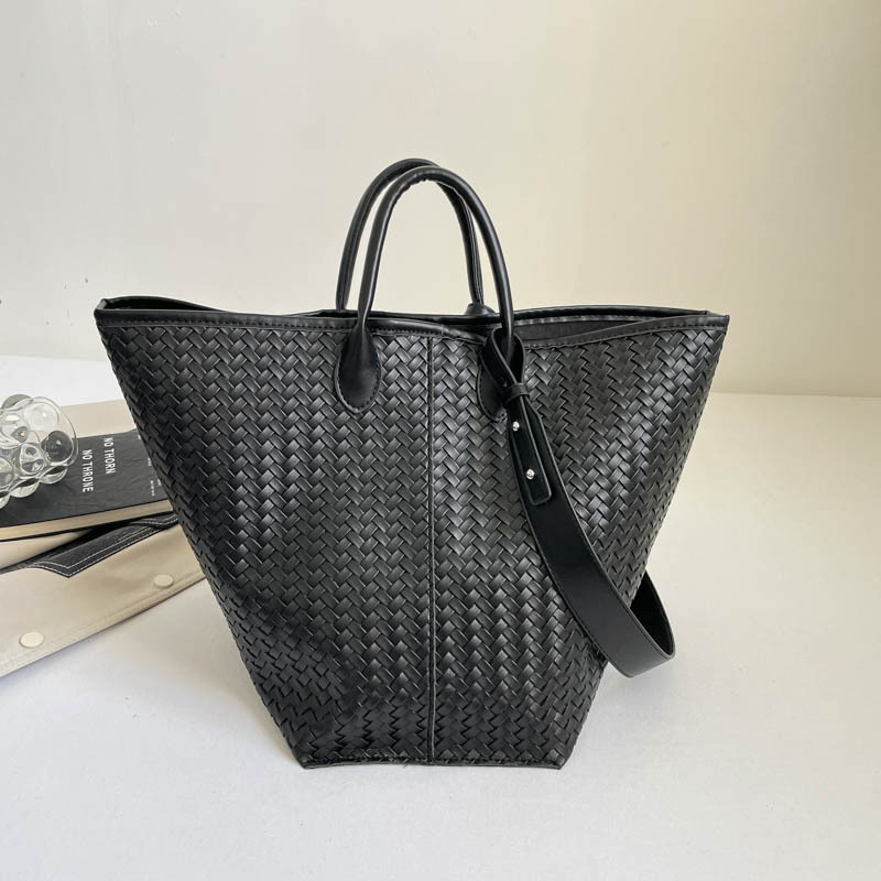 Geantă Tote cu model retro împletit, capacitate mare, stil bucket, pentru muncă și uz zilnic