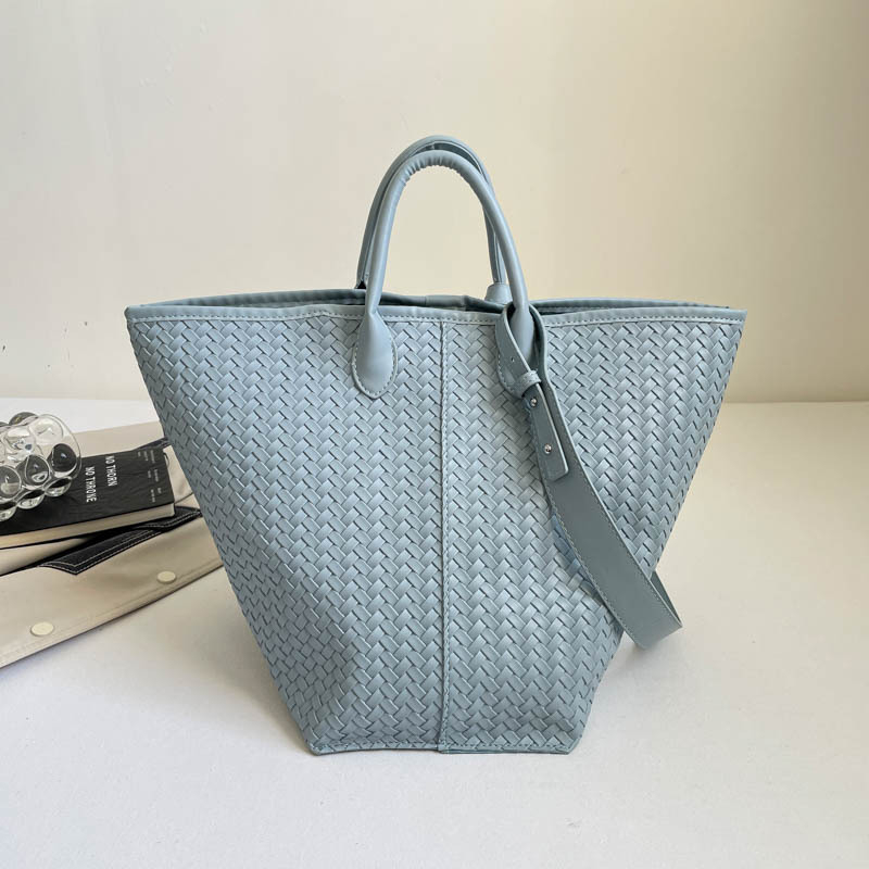 Geantă Tote cu model retro împletit, capacitate mare, stil bucket, pentru muncă și uz zilnic