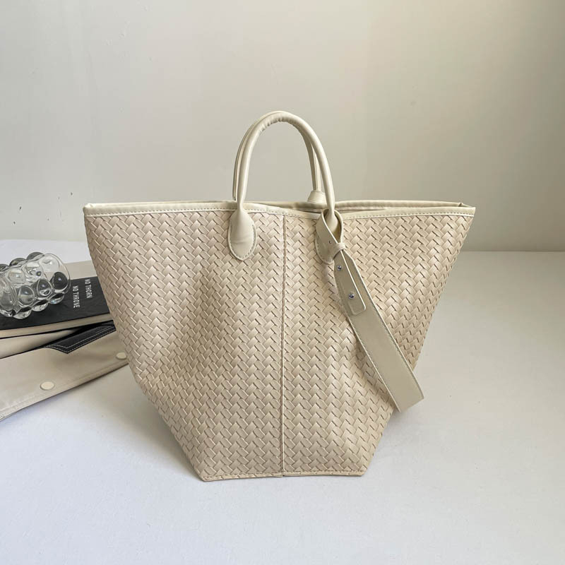 Geantă Tote cu model retro împletit, capacitate mare, stil bucket, pentru muncă și uz zilnic