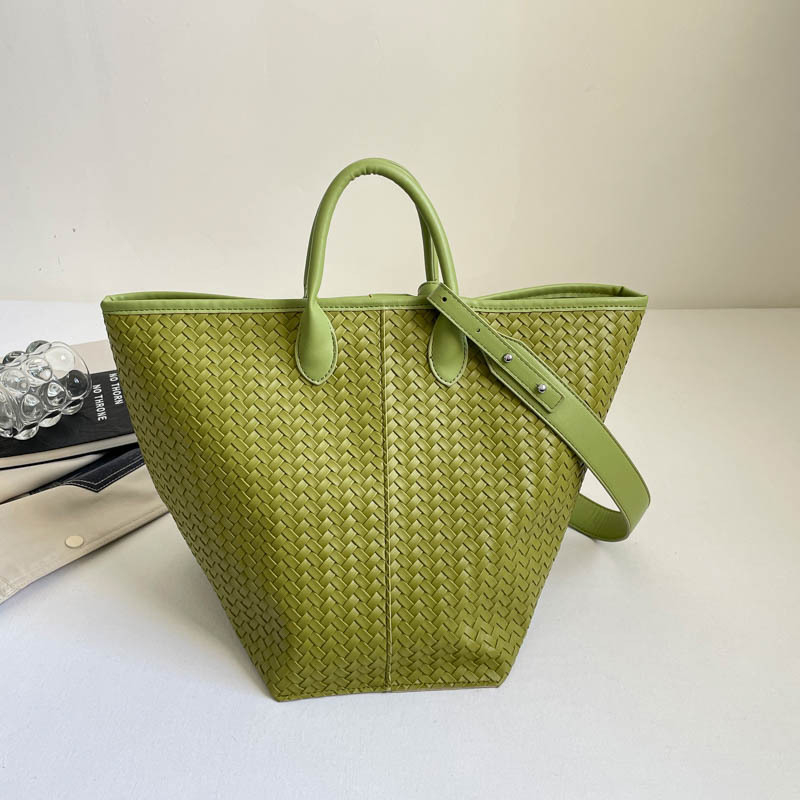 Geantă Tote cu model retro împletit, capacitate mare, stil bucket, pentru muncă și uz zilnic