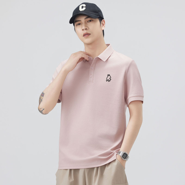 Danbani Muška polo majica s 3D vezom, japanskog stila, casual, široka silueta, ljeto