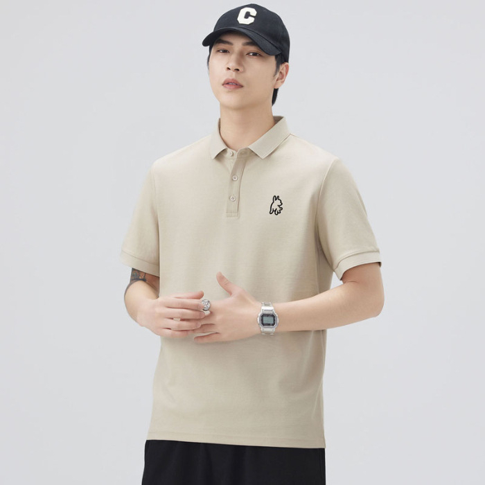 Danbani Muška polo majica s 3D vezom, japanskog stila, casual, široka silueta, ljeto