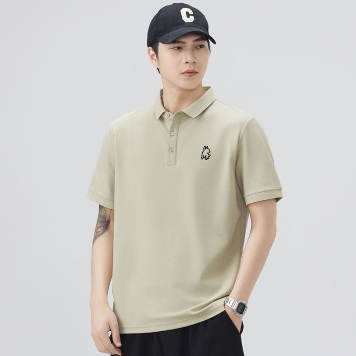 Danbani Muška polo majica s 3D vezom, japanskog stila, casual, široka silueta, ljeto