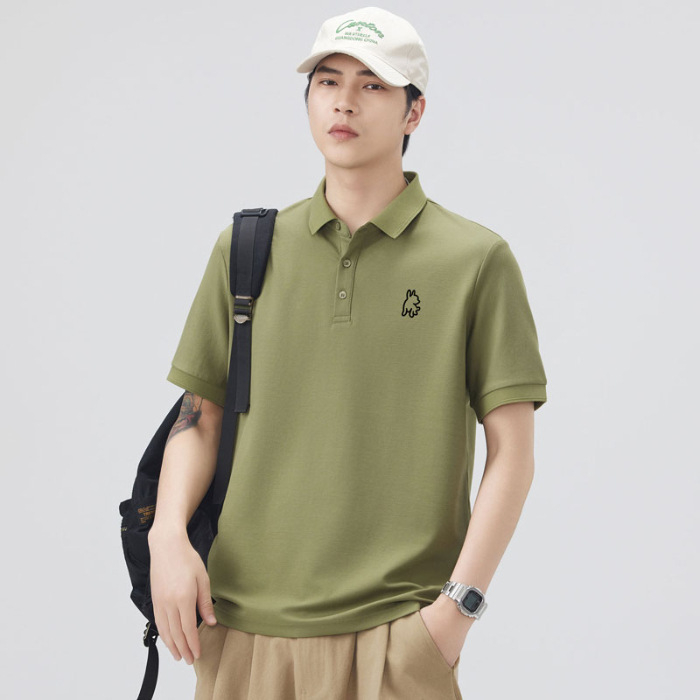 Danbani Muška polo majica s 3D vezom, japanskog stila, casual, široka silueta, ljeto