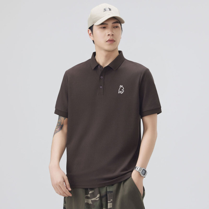 Danbani Muška polo majica s 3D vezom, japanskog stila, casual, široka silueta, ljeto