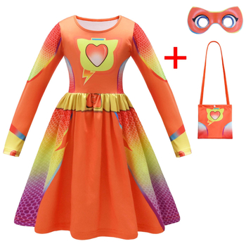 Dječja cosplay haljina s digitalnim printom crtića i rukavima s volanima, 59044
