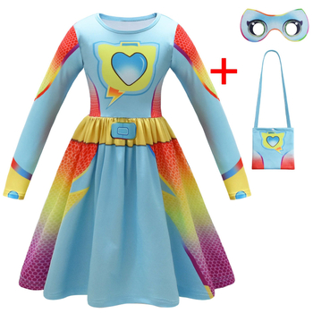 Dječja cosplay haljina s digitalnim printom crtića i rukavima s volanima, 59044