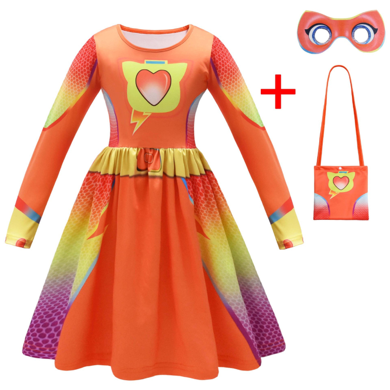 Dječja cosplay haljina s digitalnim printom crtića i rukavima s volanima, 59044