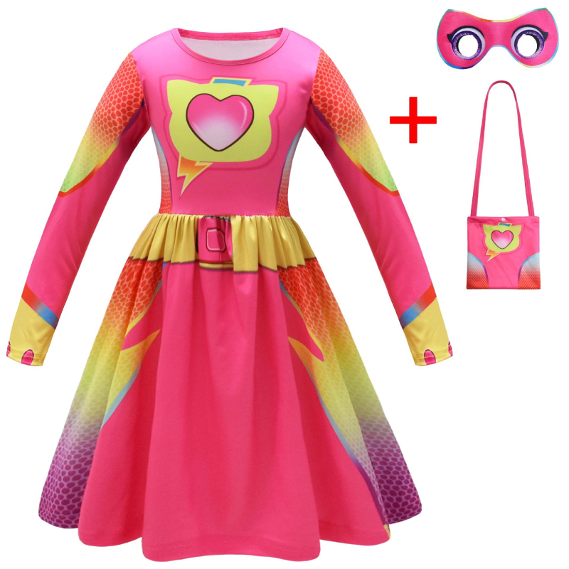 Dječja cosplay haljina s digitalnim printom crtića i rukavima s volanima, 59044