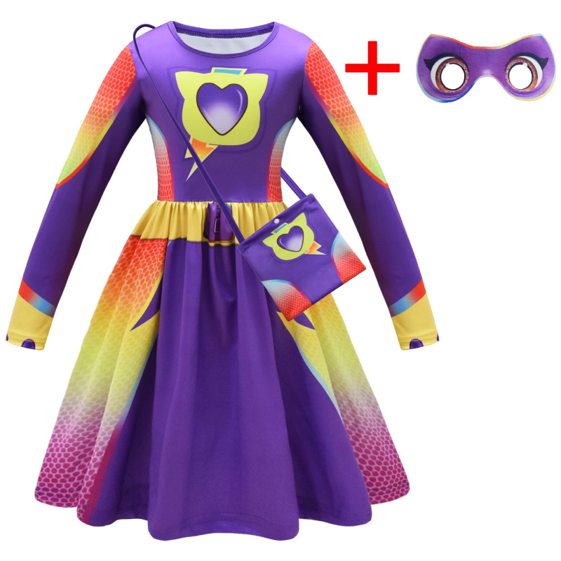 Dječja cosplay haljina s digitalnim printom crtića i rukavima s volanima, 59044