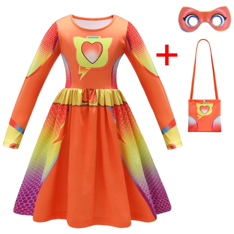Dječja cosplay haljina s digitalnim printom crtića i rukavima s volanima, 59044