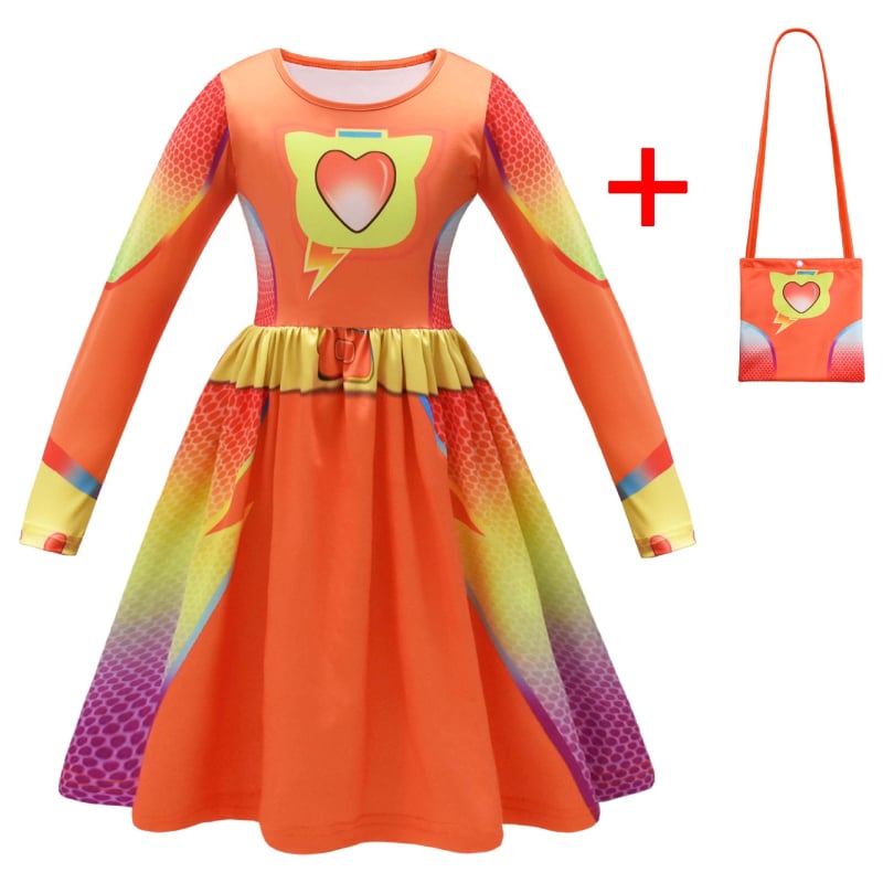 Dječja cosplay haljina s digitalnim printom crtića i rukavima s volanima, 59044