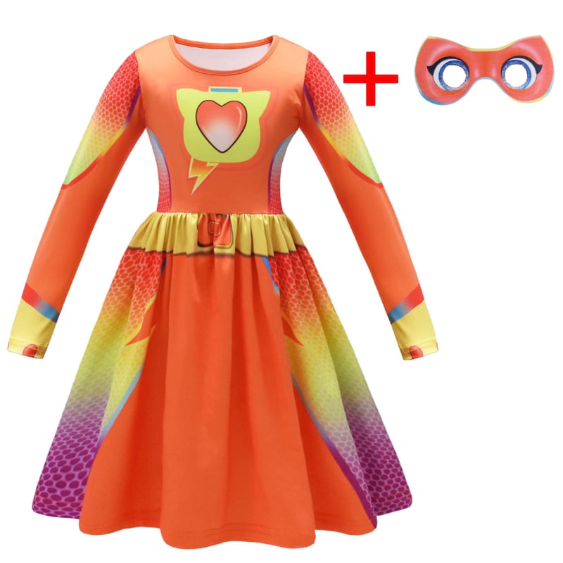 Dječja cosplay haljina s digitalnim printom crtića i rukavima s volanima, 59044