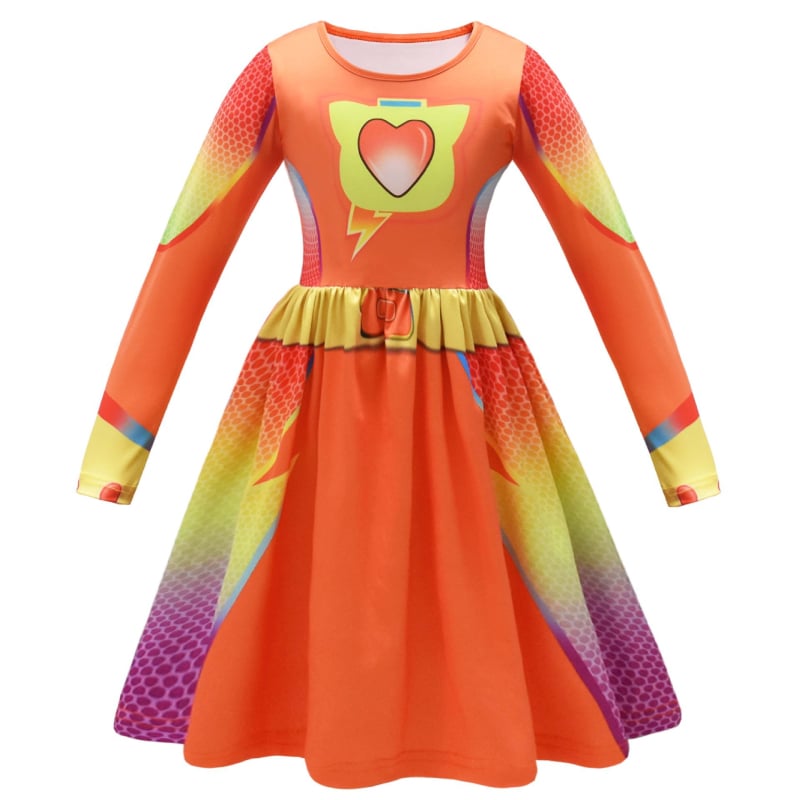 Dječja cosplay haljina s digitalnim printom crtića i rukavima s volanima, 59044