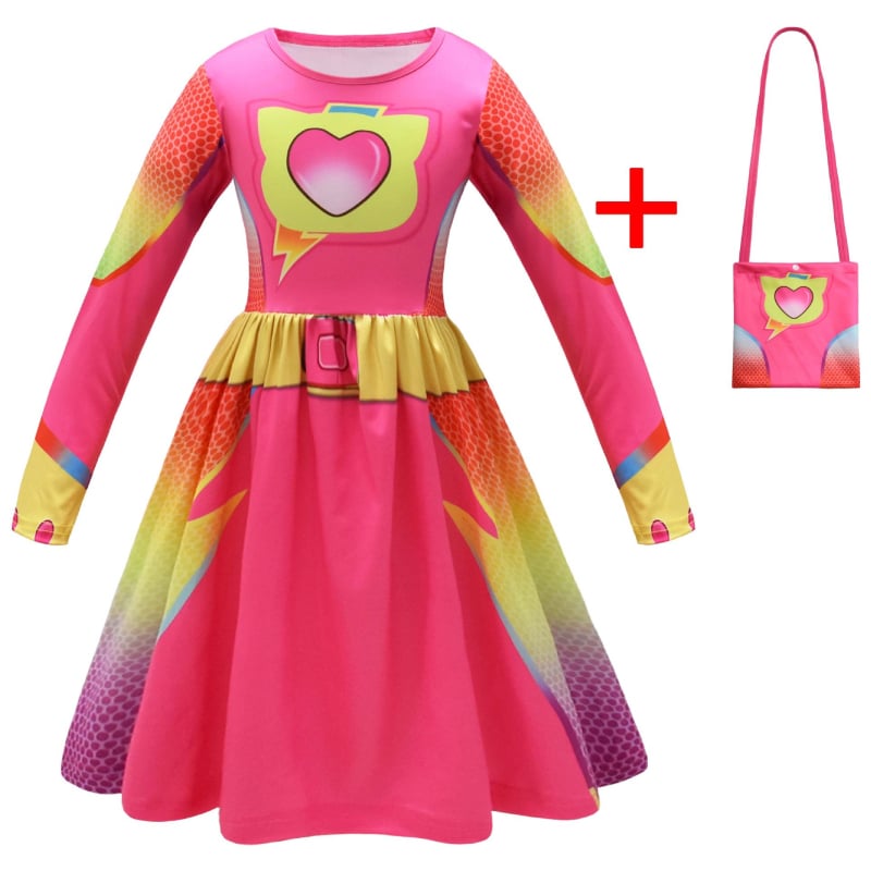 Dječja cosplay haljina s digitalnim printom crtića i rukavima s volanima, 59044