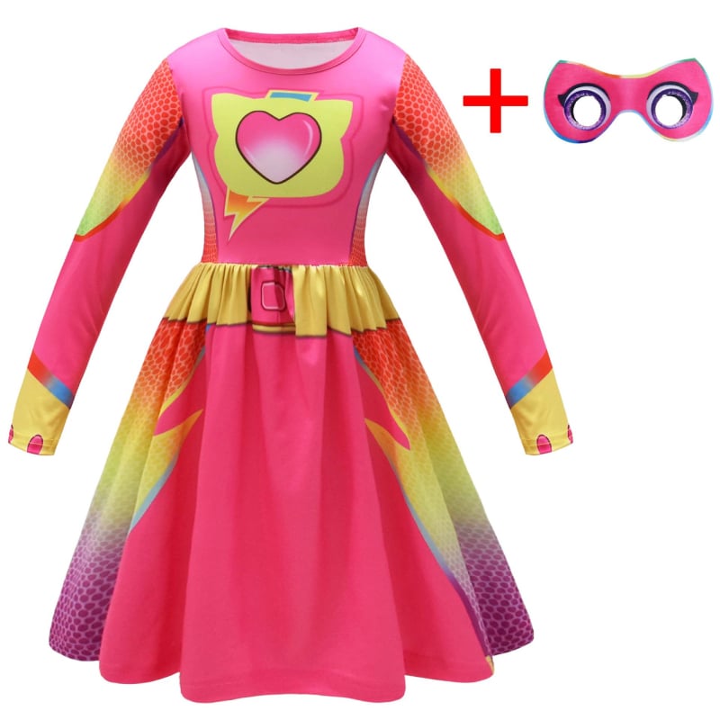 Dječja cosplay haljina s digitalnim printom crtića i rukavima s volanima, 59044