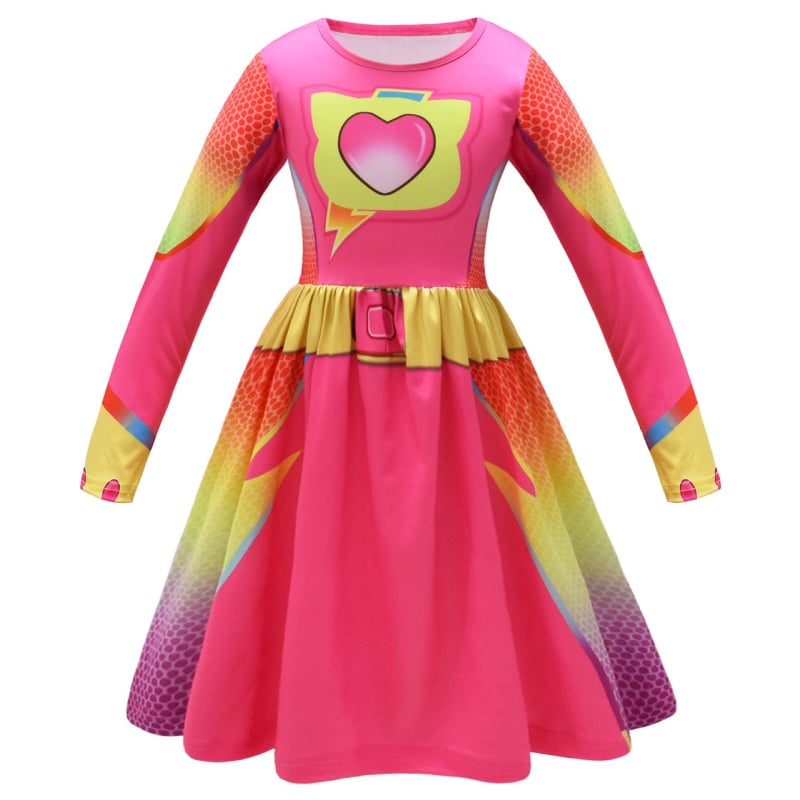 Dječja cosplay haljina s digitalnim printom crtića i rukavima s volanima, 59044