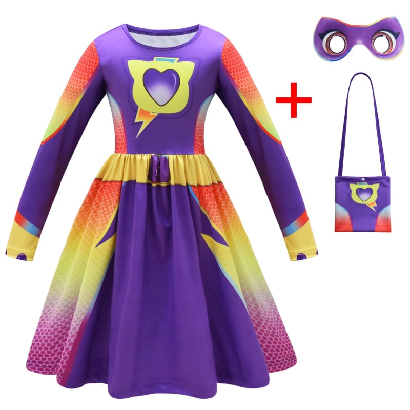 Dječja cosplay haljina s digitalnim printom crtića i rukavima s volanima, 59044
