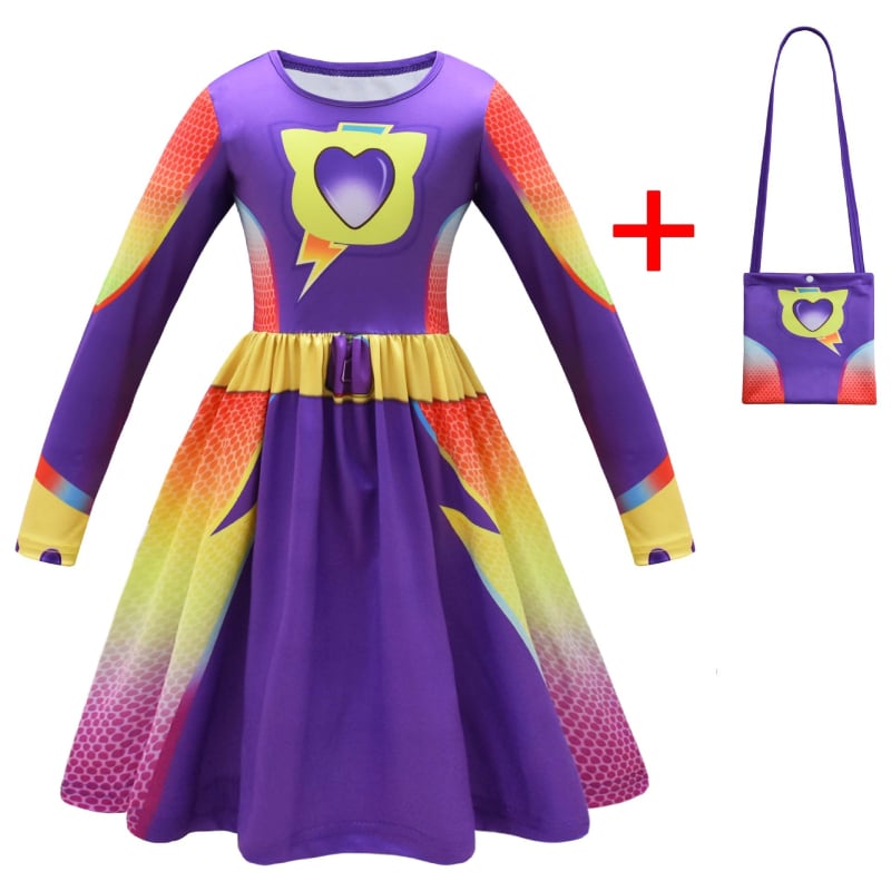 Dječja cosplay haljina s digitalnim printom crtića i rukavima s volanima, 59044