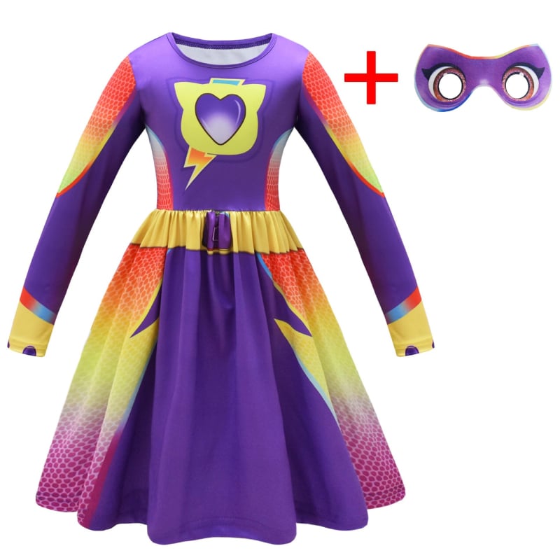 Dječja cosplay haljina s digitalnim printom crtića i rukavima s volanima, 59044