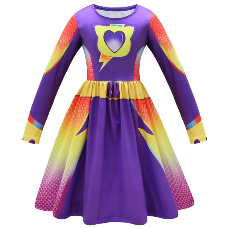 Dječja cosplay haljina s digitalnim printom crtića i rukavima s volanima, 59044
