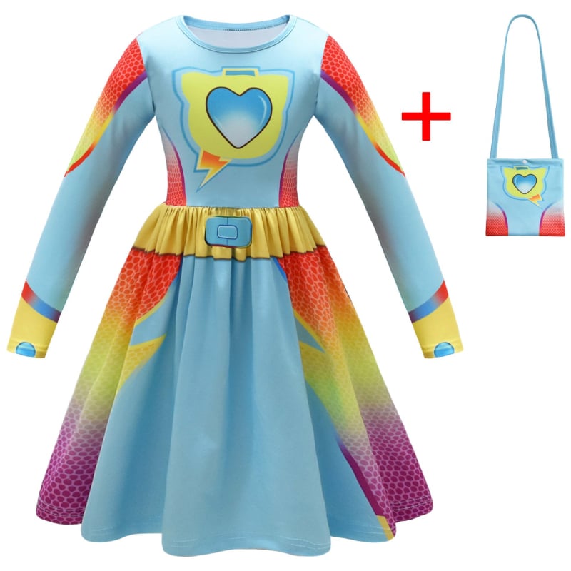Dječja cosplay haljina s digitalnim printom crtića i rukavima s volanima, 59044