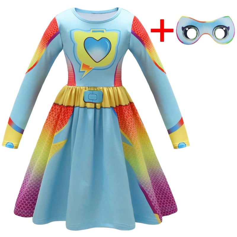 Dječja cosplay haljina s digitalnim printom crtića i rukavima s volanima, 59044