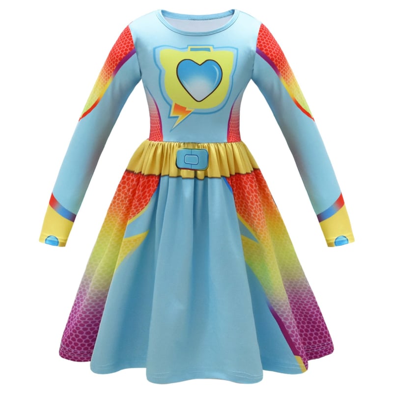 Dječja cosplay haljina s digitalnim printom crtića i rukavima s volanima, 59044