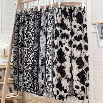 Ženske haremske hlače s tie-dye printom, opuštene, od Ice Silk šifona