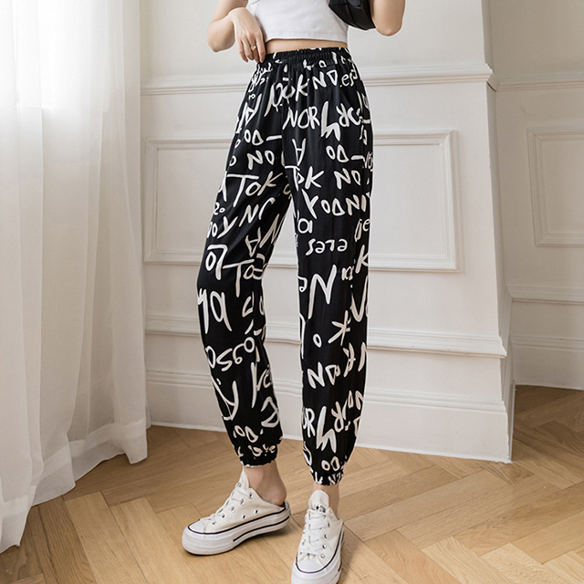 Ženske haremske hlače s tie-dye printom, opuštene, od Ice Silk šifona