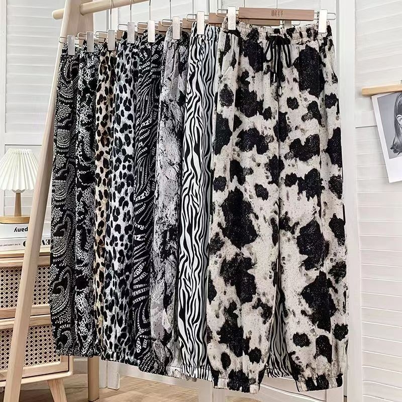 Ženske haremske hlače s tie-dye printom, opuštene, od Ice Silk šifona
