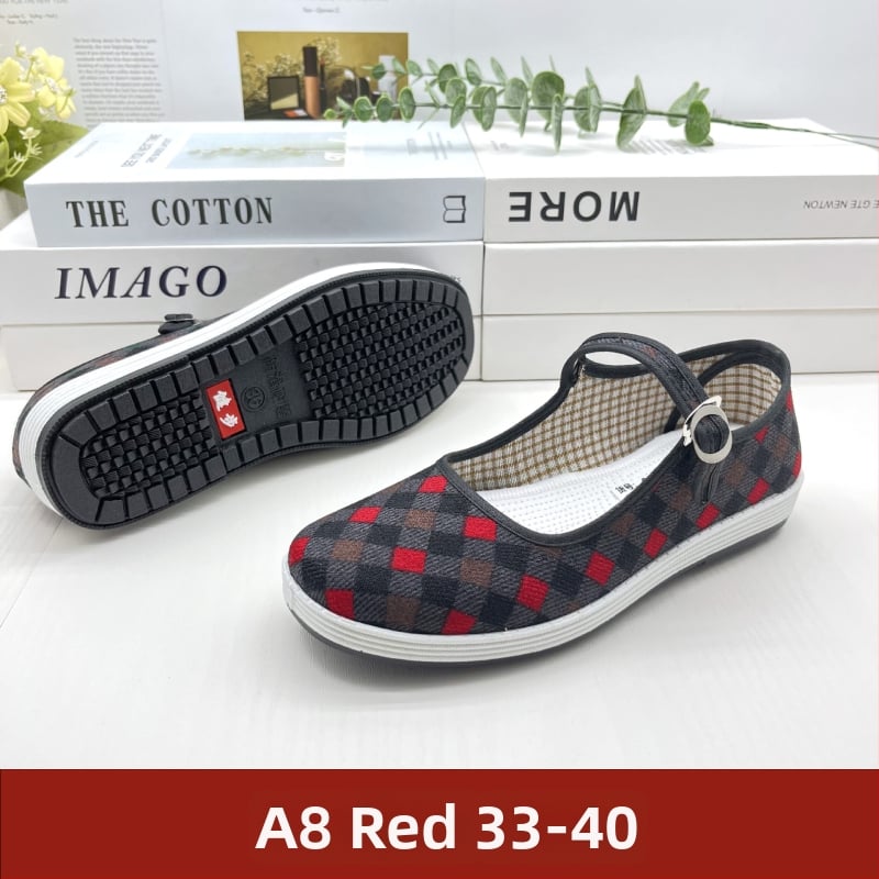 Γυναικείες παπούτσια από corduroy ύφασμα, άνοιξη-φθινόπωρο, χαμηλό πάνω, στρογγυλή μύτη, σόλα πολλαπλών στρώσεων, κλείσιμο με αγκράφα, casual/εργασιακά παπούτσια