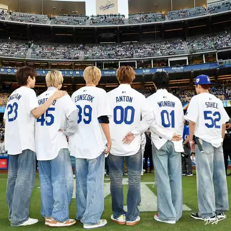 Bejzbalové tričko Dodgers v americkom štýle s potlačou cezhraničnej tlače BTS, krátky rukáv na tréning a súťaž