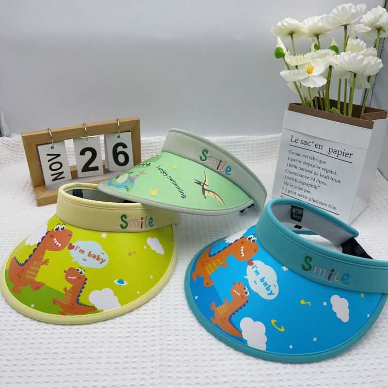 Ljetna kapa za djecu s velikim obodom, UV zaštita, slatki dinosaurus i medvjed u crtani dizajn