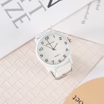 Silikonski kvarc sat s velikim 40 mm okruglim brojčanikom, unisex, opušten stil, svjetsko vrijeme