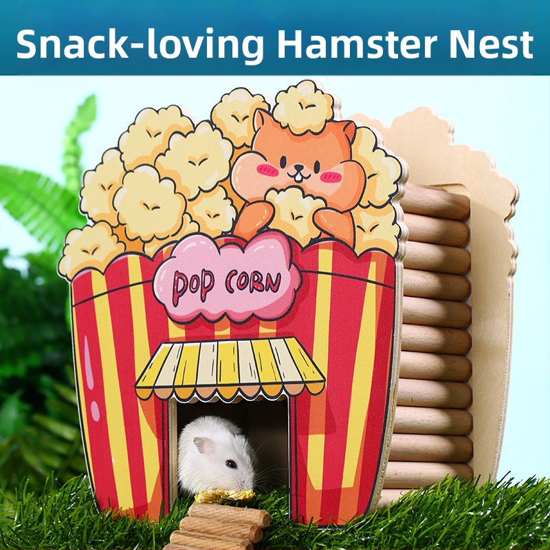 Casă de hamster din lemn, adăpost interior